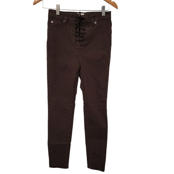 Amuse Society Corset Jeans Black Lace Up  Skinny Stretch‎ Jeggings Size 25 EUC - Picture 1 of 7